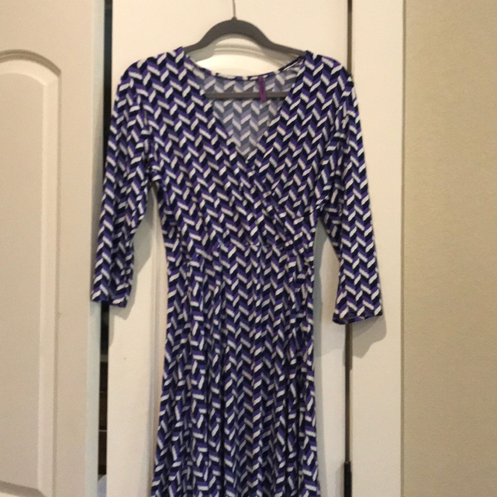 Purple geometric print A line dress